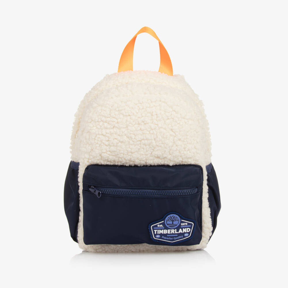 Timberland-Boys Ivory & Blue Sherpa Fleece Backpack (27cm) | Childrensalon
