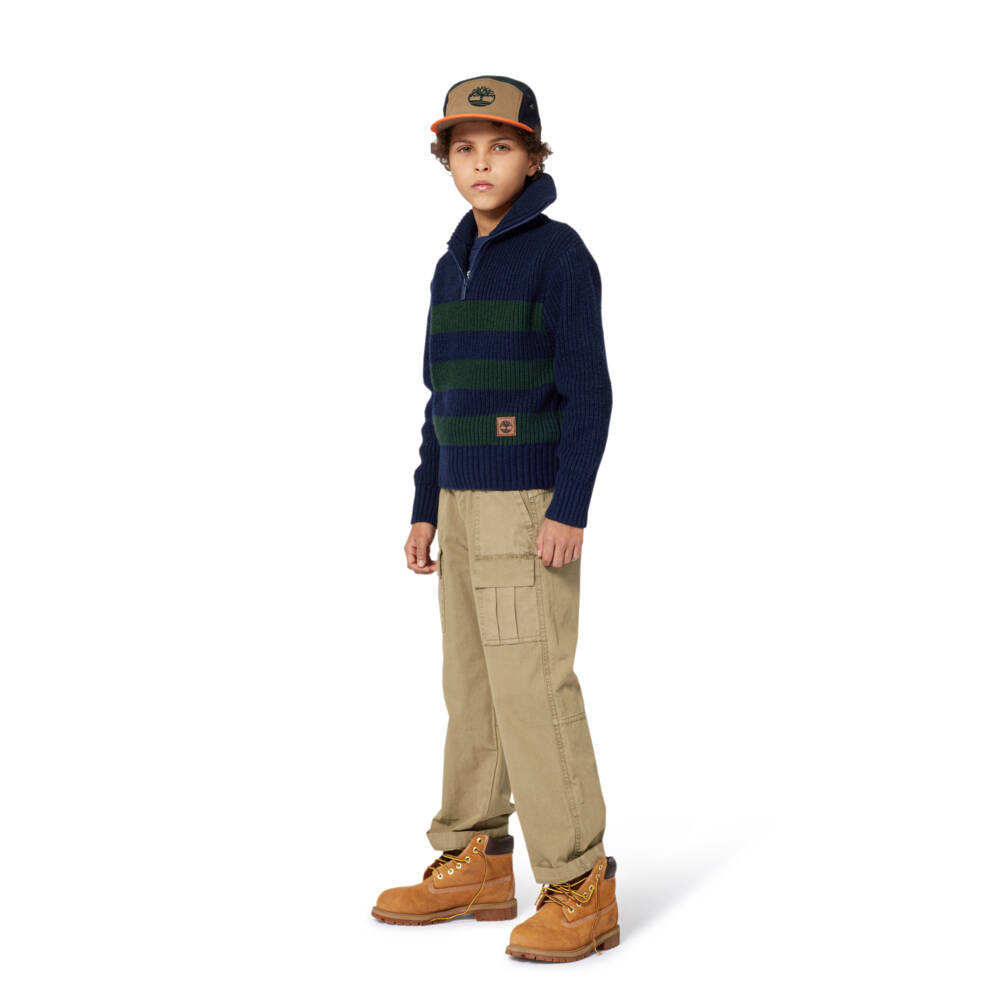 Timberland-بنطلون بجيوب قطن لون أخضر كاكي للأولاد  | Childrensalon