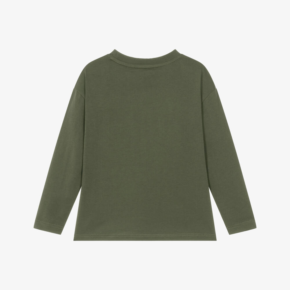 Timberland-Boys Long Sleeve T-Shirt in Moss Green | Childrensalon