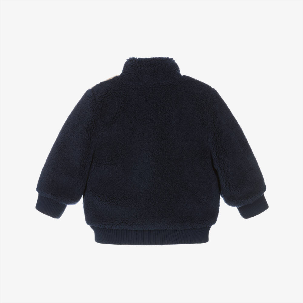 Timberland-Boys Navy Blue & Beige Sherpa Fleece Jacket | Childrensalon