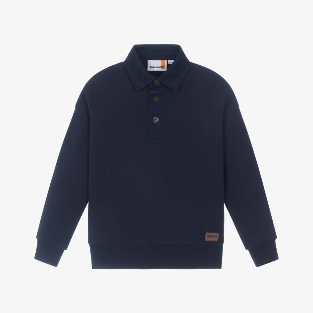 Timberland-Boys Navy Blue Collared Sweatshirt | Childrensalon
