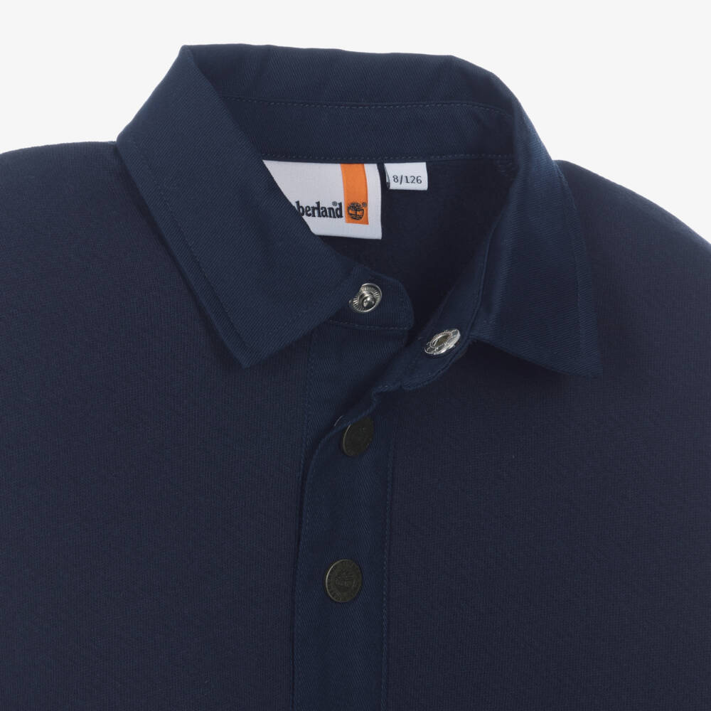 Timberland-Boys Navy Blue Collared Sweatshirt | Childrensalon