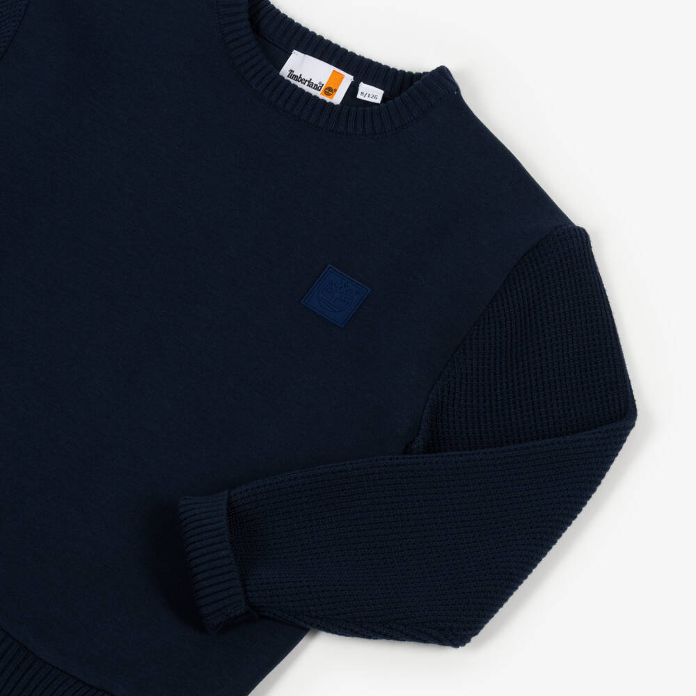 Timberland-سويتشيرت بأكمام متباينة لون كحلي للأولاد | Childrensalon