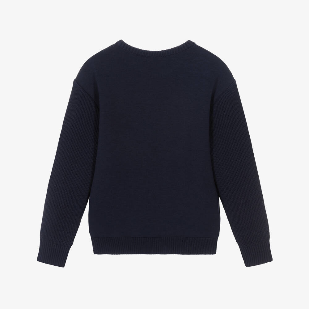 Timberland-سويتشيرت بأكمام متباينة لون كحلي للأولاد | Childrensalon