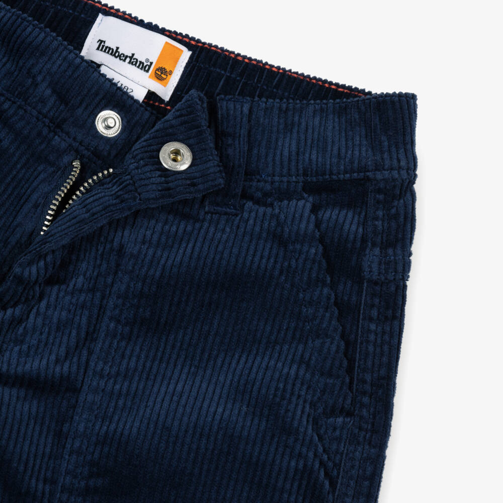 Timberland-Boys Navy Blue Corduroy Trousers with Carpenter Pocket | Childrensalon