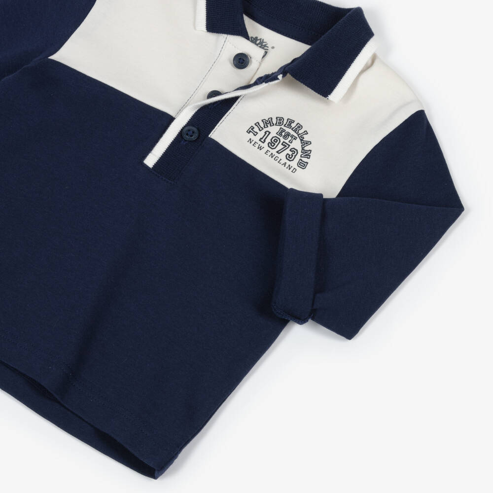 Timberland-Boys Navy Blue Cotton Jersey Polo Top | Childrensalon