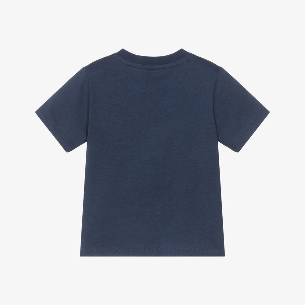 Timberland-Boys Navy Blue Cotton Logo T-Shirt | Childrensalon