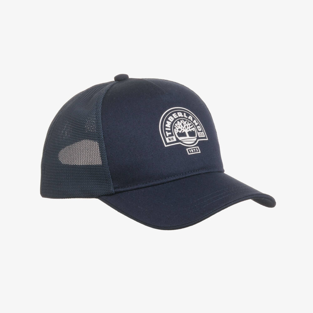 Timberland-Boys Navy Blue Cotton & Mesh Baseball Cap | Childrensalon