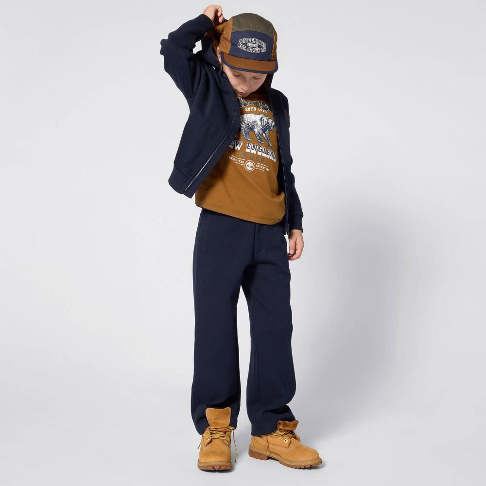 Timberland-Boys Navy Blue Cotton Piqué Trousers | Childrensalon