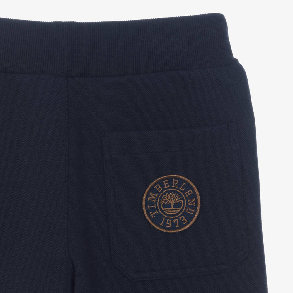 Timberland-Boys Navy Blue Cotton Piqué Trousers | Childrensalon