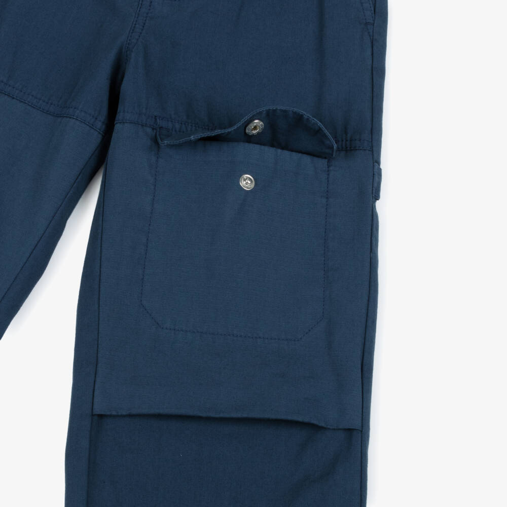 Timberland-Boys Navy Blue Cotton Trousers with 5 Pockets | Childrensalon