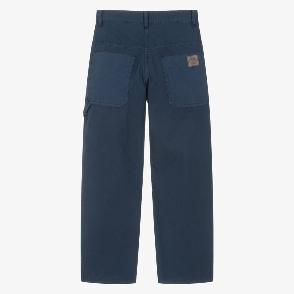 Timberland-Boys Navy Blue Cotton Trousers with Five Pockets | Childrensalon