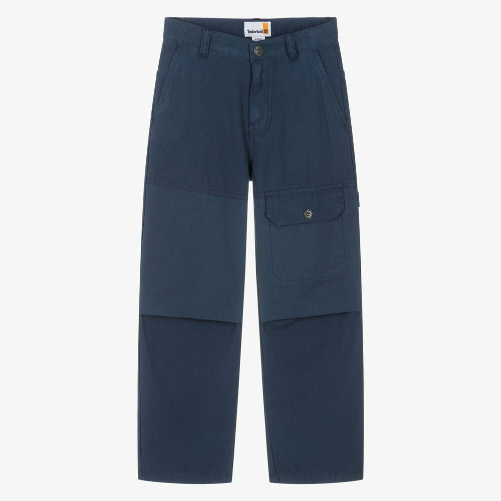 Timberland-Boys Navy Blue Cotton Trousers with Five Pockets | Childrensalon