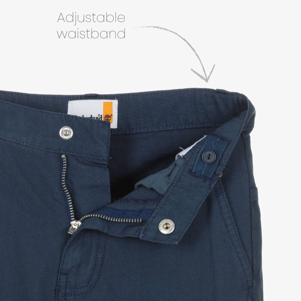 Timberland-Boys Navy Blue Cotton Trousers with Five Pockets | Childrensalon