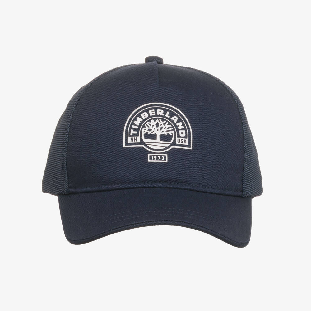 Timberland-Boys Navy Blue Cotton Twill & Mesh Baseball Cap | Childrensalon