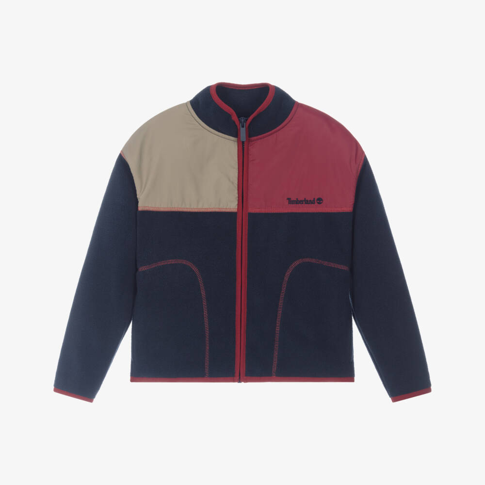 Timberland-Boys Navy Blue Fleece Colourblock Jacket | Childrensalon