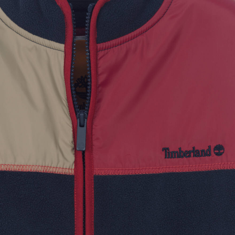 Timberland-Boys Navy Blue Fleece Colourblock Jacket | Childrensalon