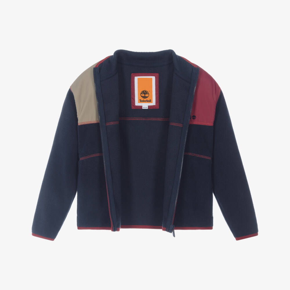 Timberland-Boys Navy Blue Fleece Colourblock Jacket | Childrensalon