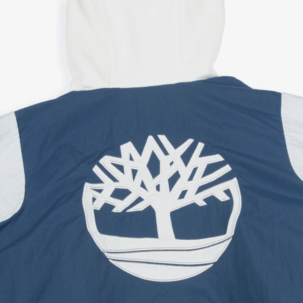 Timberland-Boys Navy Blue Hooded Varsity Style Bomber Jacket | Childrensalon