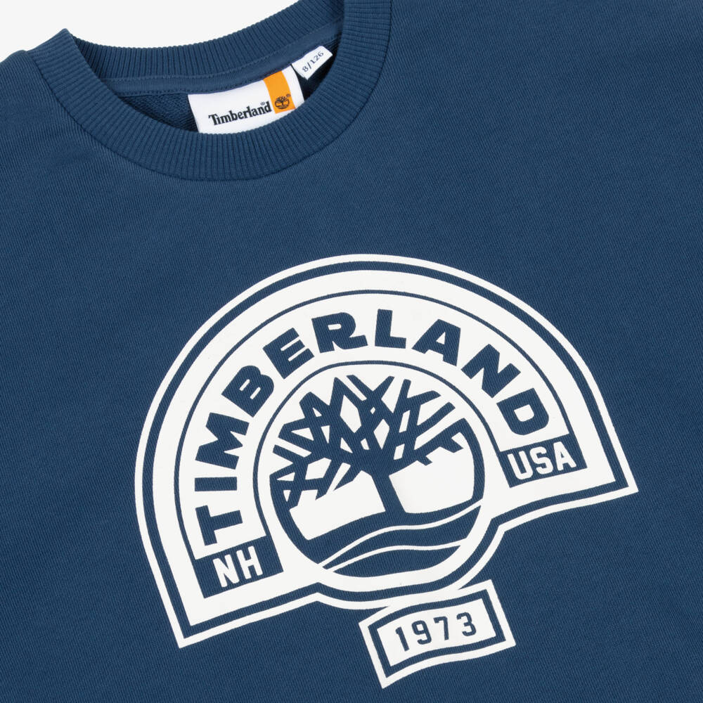 Timberland-Boys Navy Blue Jersey Sweatshirt with Bold Logo | Childrensalon