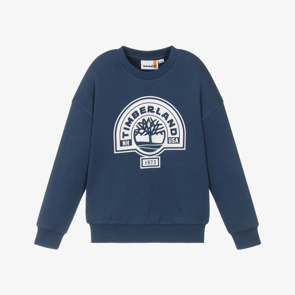 Timberland-Boys Navy Blue Jersey Sweatshirt with Bold Logo | Childrensalon