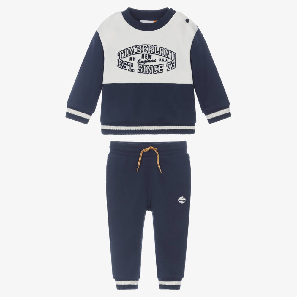 Timberland-Boys Navy Blue Tracksuit with Ribbed Knit Trims | Childrensalon
