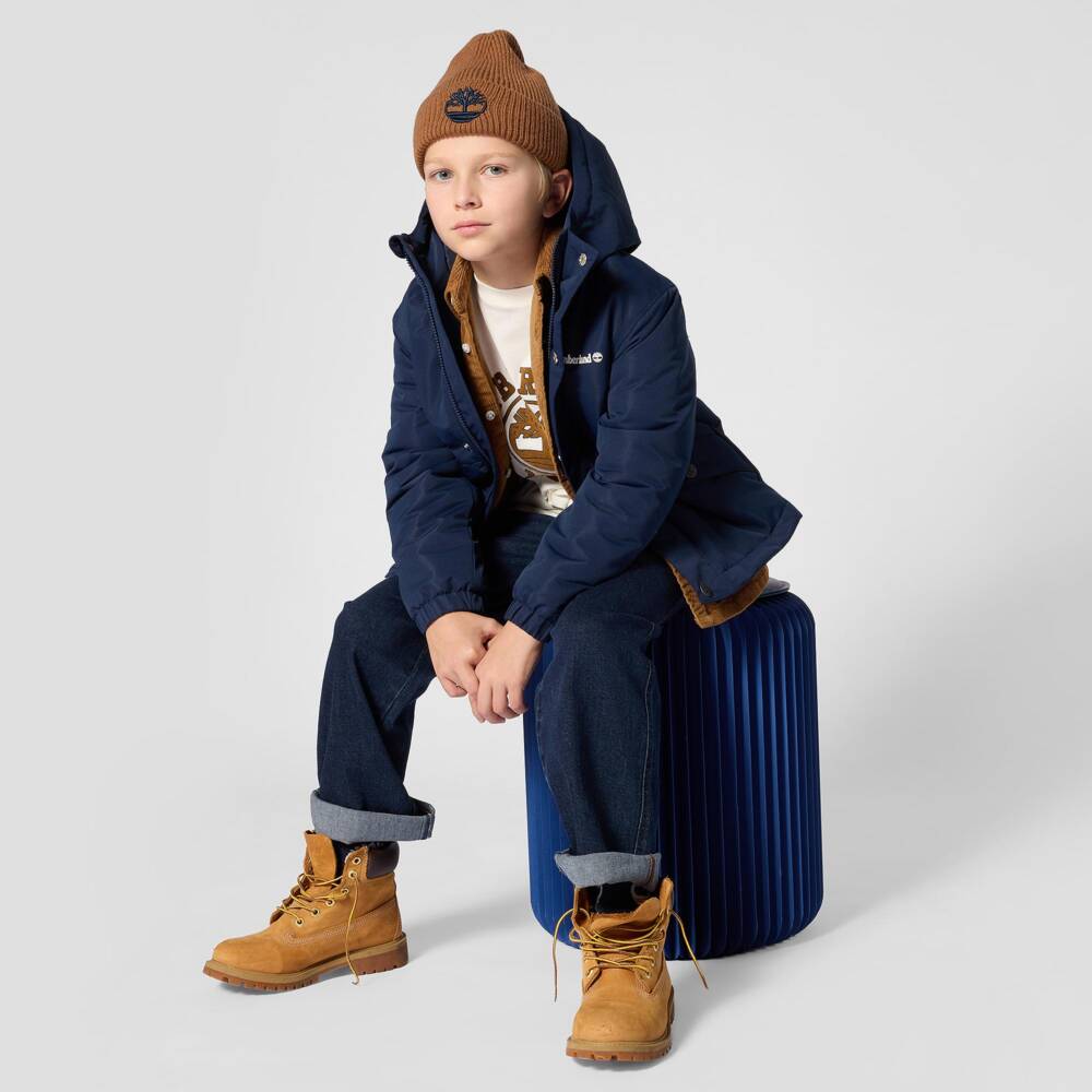 Timberland-Boys Navy Blue Water Repellent Padded Jacket | Childrensalon