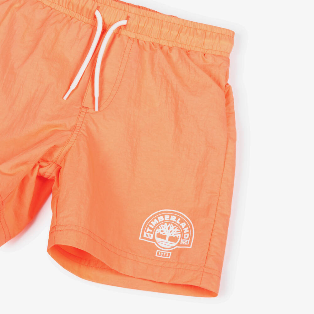 Timberland-Boys Neon Orange Swim Shorts | Childrensalon