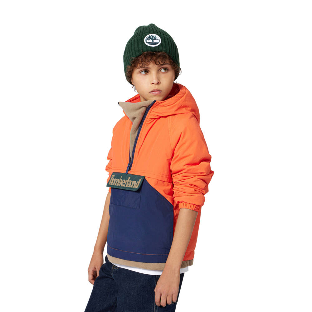 Timberland-Boys Orange Pull-On Jacket with Half-Zip | Childrensalon