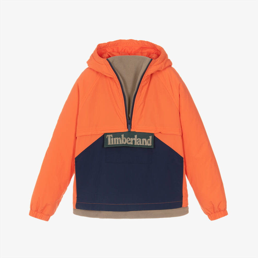 Timberland-Boys Orange Pull-On Jacket with Half-Zip | Childrensalon