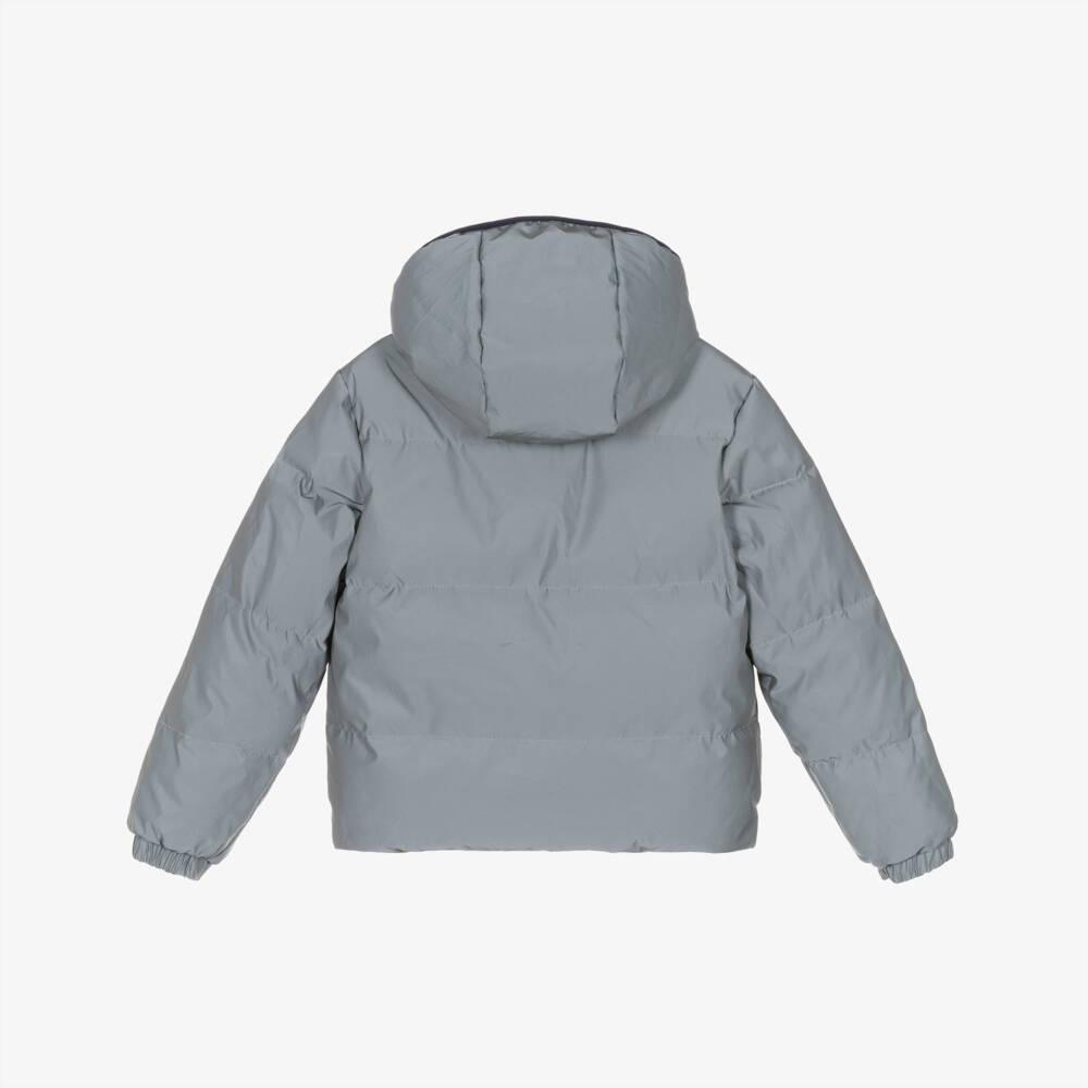 Timberland-جاكيت منفوخ بوجهين لون بيج وفضي للأولاد | Childrensalon