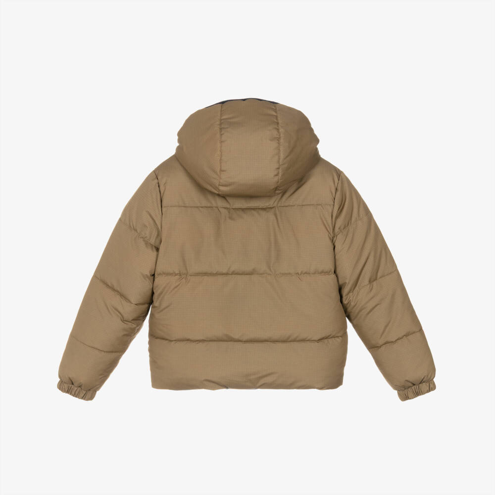 Timberland-جاكيت منفوخ بوجهين لون بيج وفضي للأولاد | Childrensalon