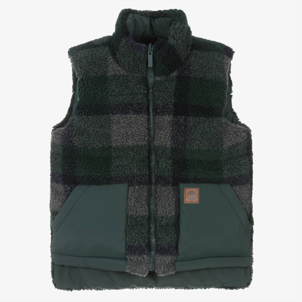 Timberland-Boys Reversible Green Padded Gilet | Childrensalon