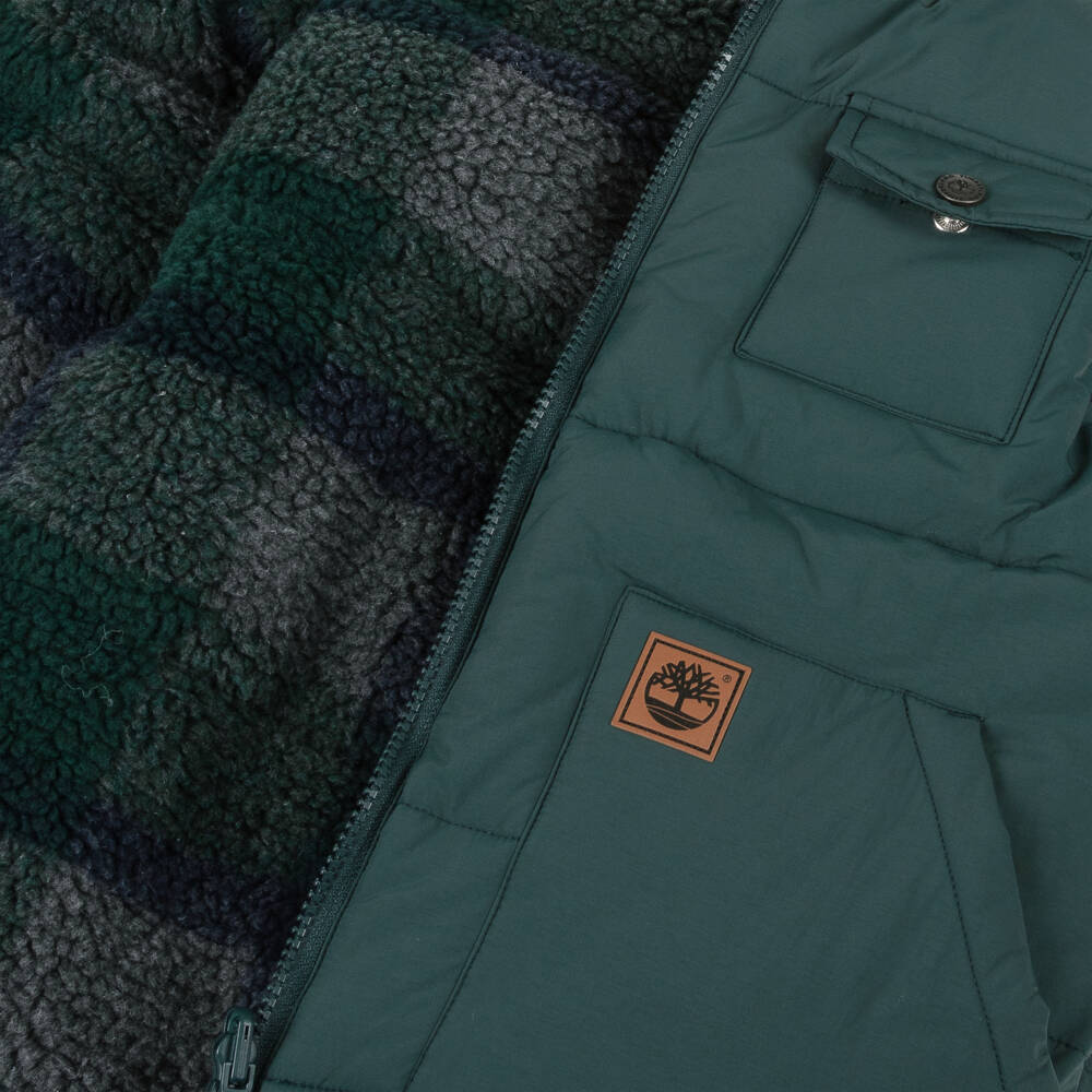 Timberland-Boys Reversible Green Padded Gilet | Childrensalon