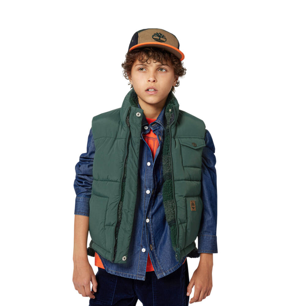 Timberland-Boys Reversible Green Padded Gilet | Childrensalon
