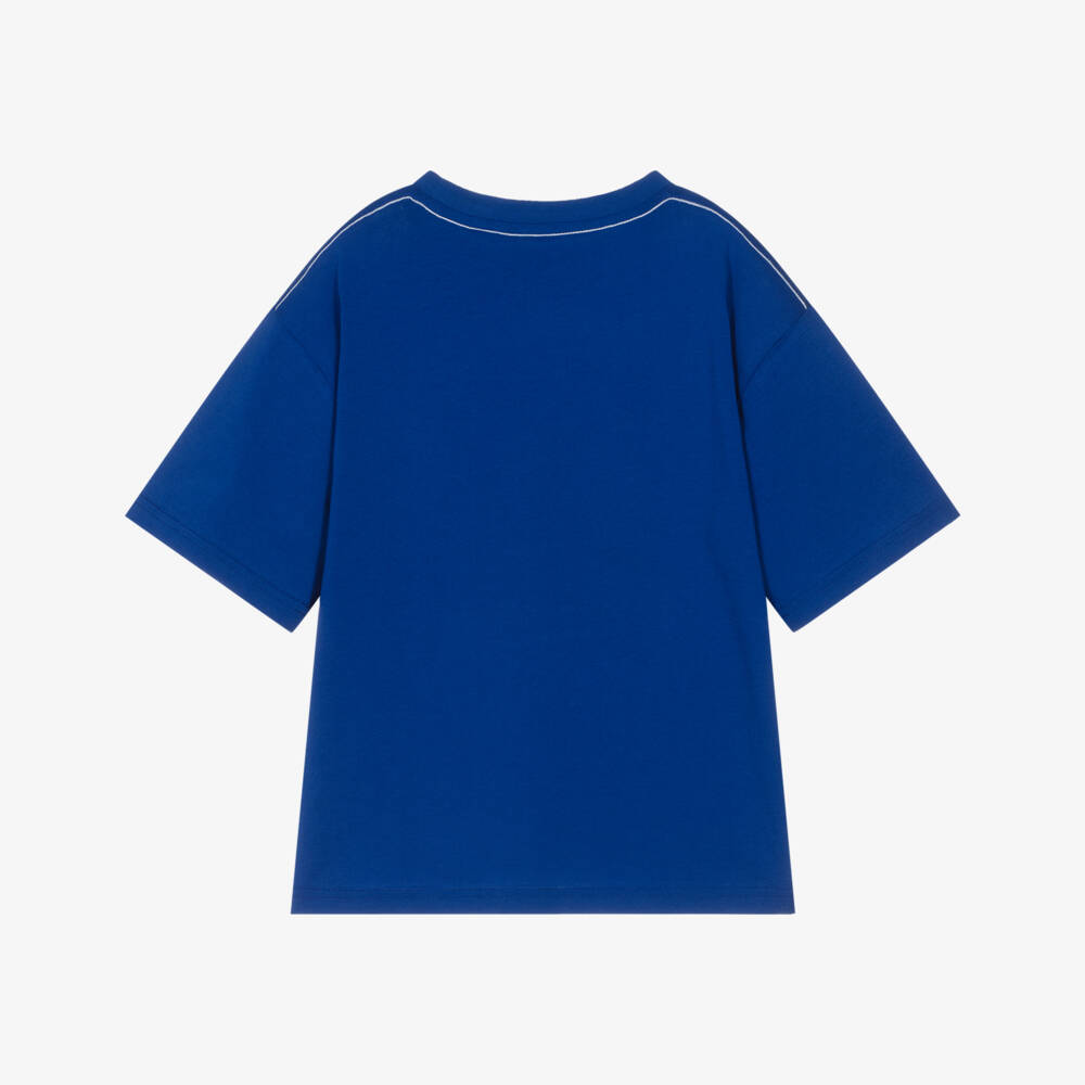 Timberland-Boys Royal Blue Jersey T-Shirt with Logo Print | Childrensalon
