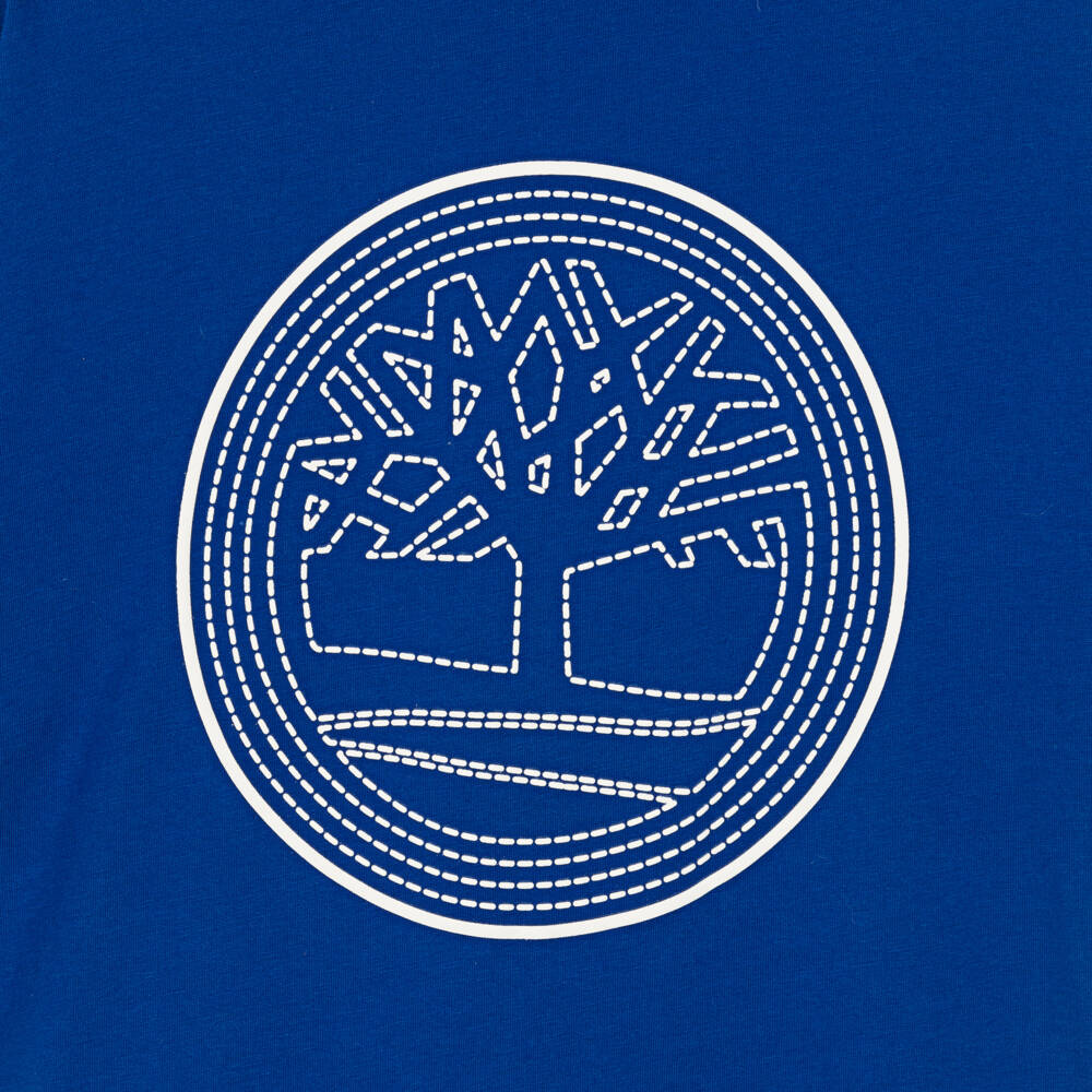 Timberland-Boys Royal Blue Jersey T-Shirt with Logo Print | Childrensalon