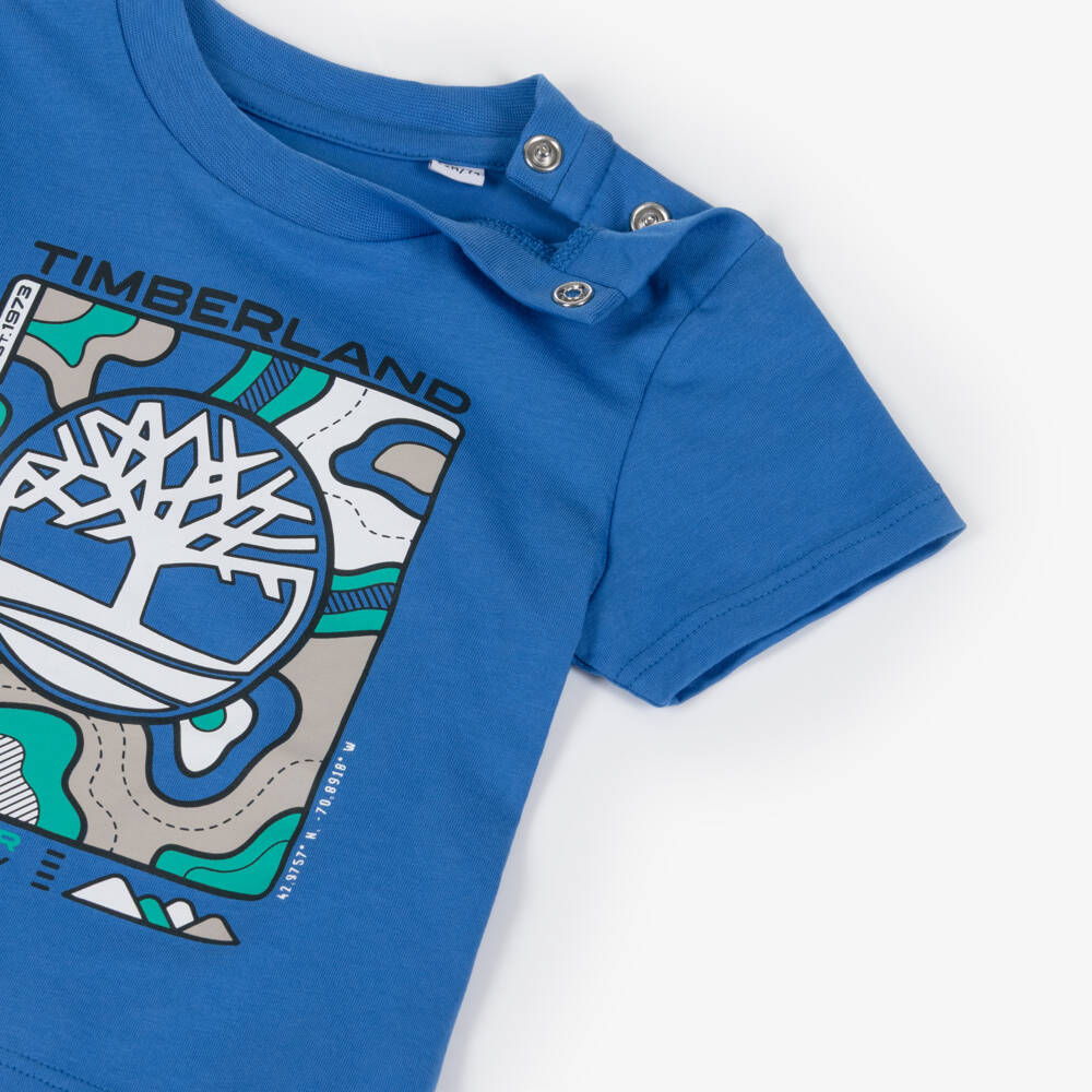 Timberland-Boys Vibrant Blue Graphic Logo Cotton T-Shirt | Childrensalon