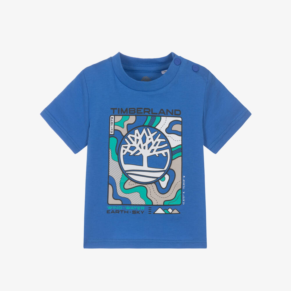 Timberland-Boys Vibrant Blue Graphic Logo Cotton T-Shirt | Childrensalon