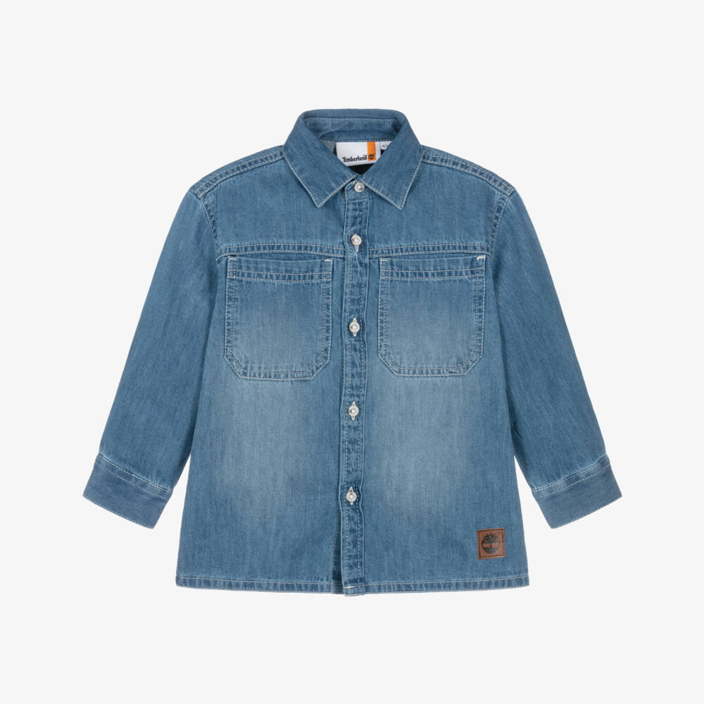 Timberland-قميص دنيم لون أزرق مغسول للأولاد | Childrensalon