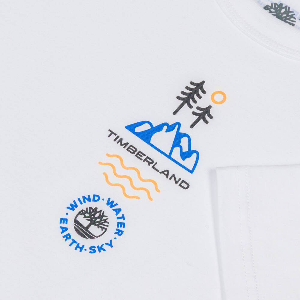 Timberland-Boys White Cotton Four Elements Print T-Shirt | Childrensalon