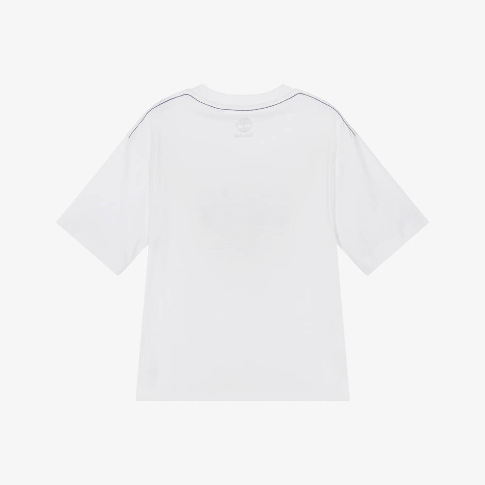 Timberland-Boys White Cotton Loose Fit T-Shirt | Childrensalon