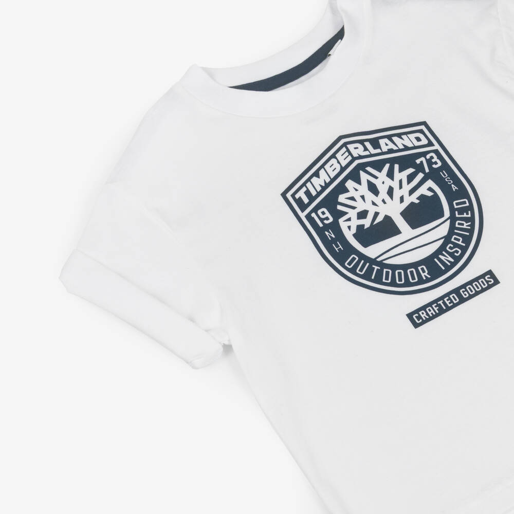 Timberland-Boys White Cotton Loose Fit T-Shirt | Childrensalon