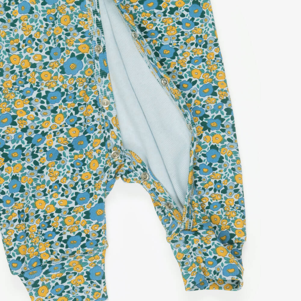 Tinycottons-Baby Girls Blue & Yellow Floral Print Romper | Childrensalon
