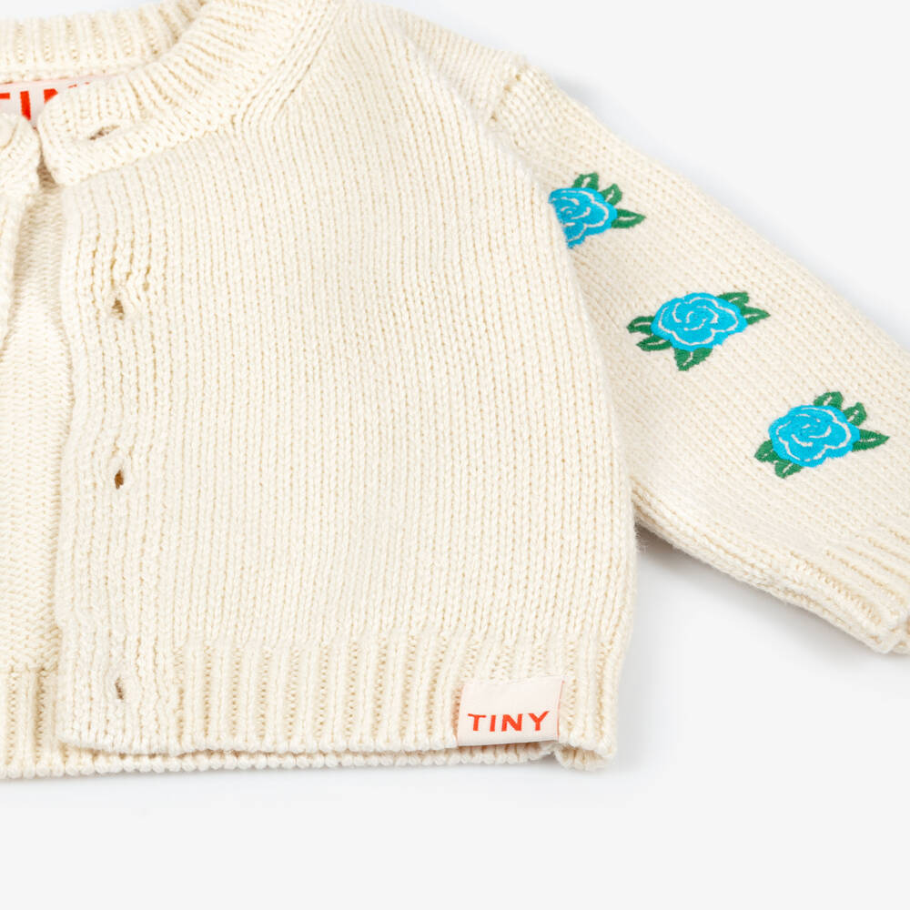 Tinycottons-Baby Girls Ivory Embroidered Floral Cotton Knit Cardigan | Childrensalon