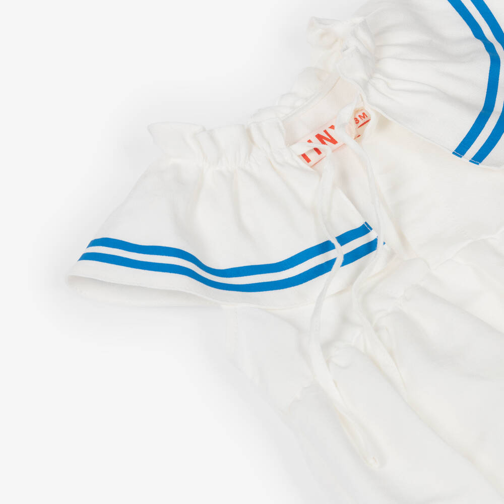 Tinycottons-Baby Girls Off-White Cotton & Linen Shortie | Childrensalon