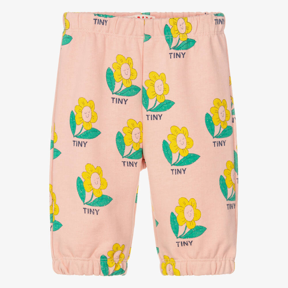 Tinycottons-Baby Girls Pink Cotton Happy Flower Joggers | Childrensalon