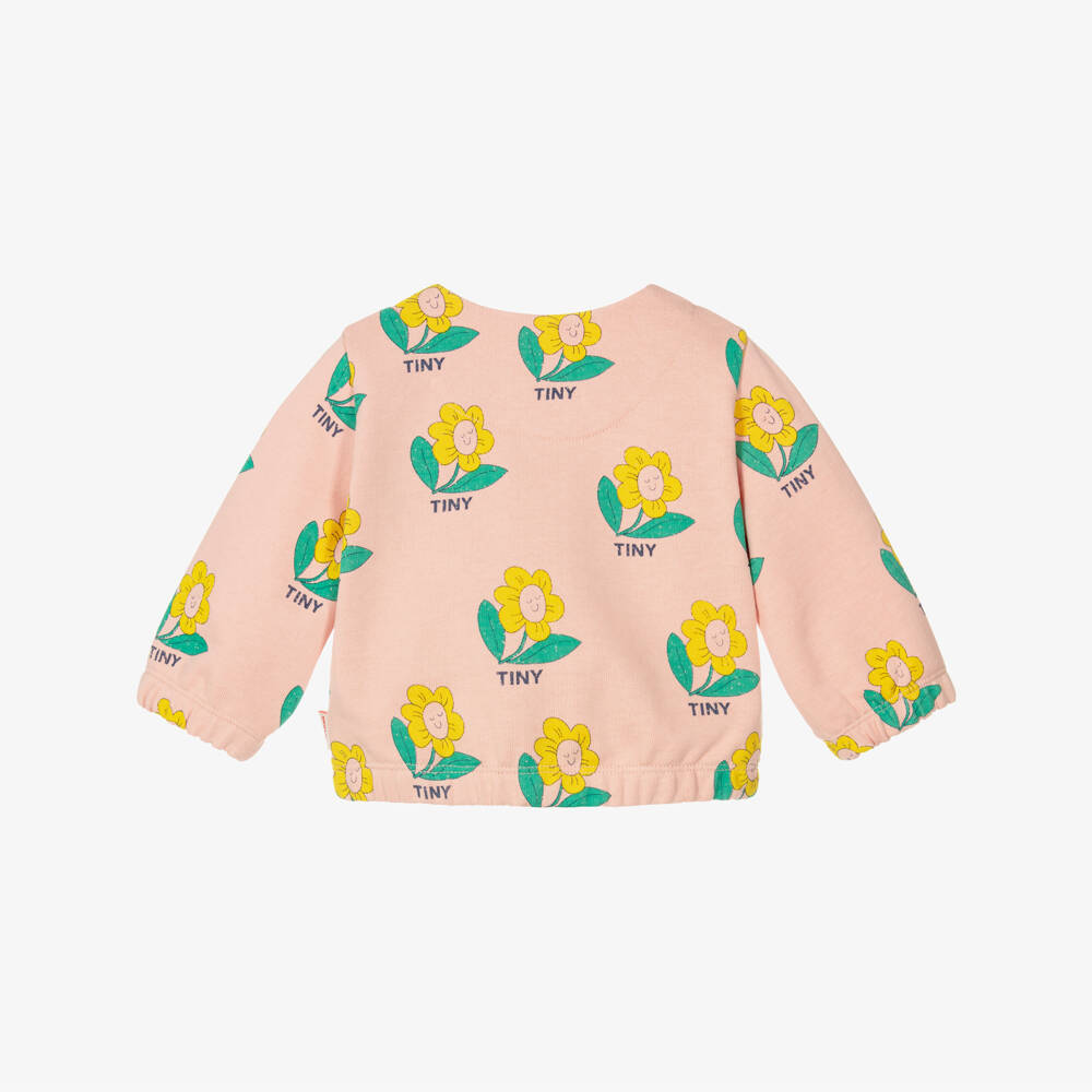 Tinycottons-Baby Girls Pink Happy Flower Cotton Jacket | Childrensalon