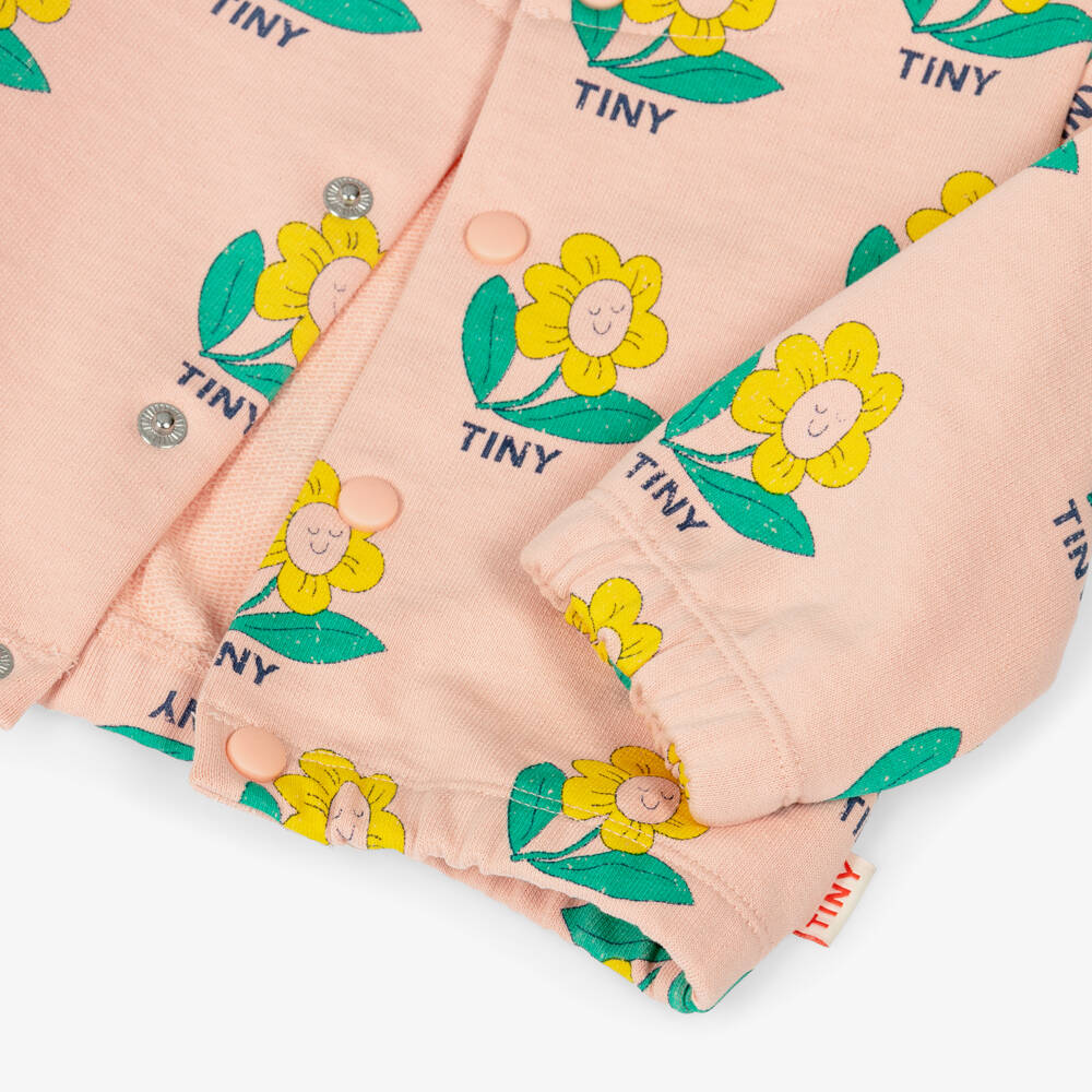 Tinycottons-Baby Girls Pink Happy Flower Cotton Jacket | Childrensalon