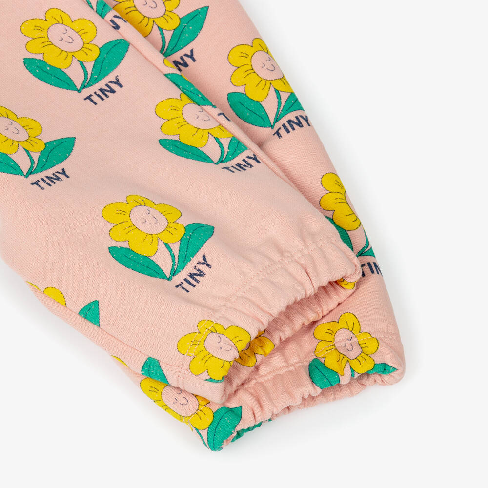 Tinycottons-Baby Girls Pink Happy Flower Cotton Joggers | Childrensalon